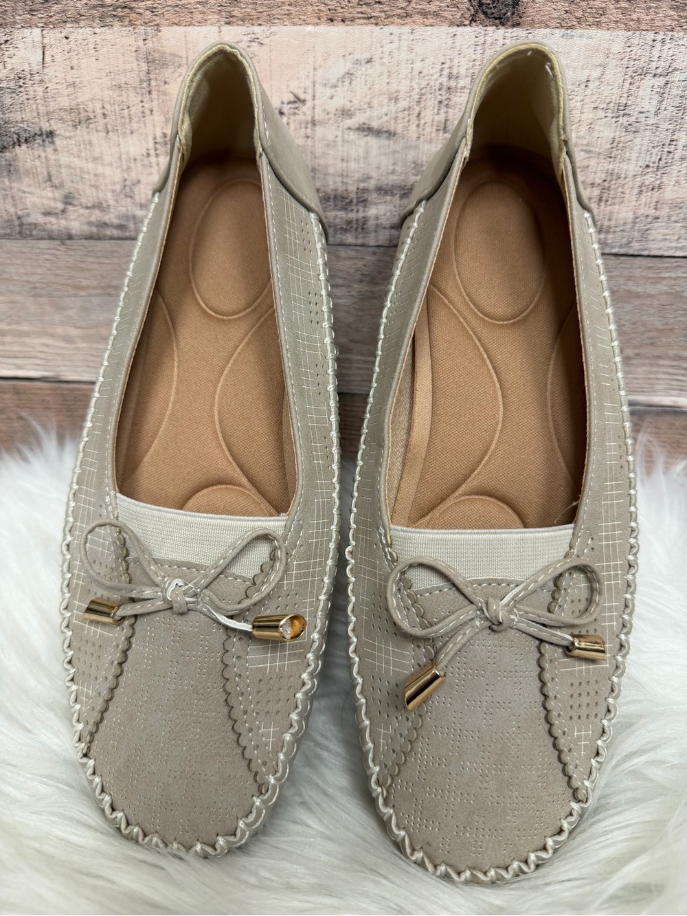 Tan Casual Slip on Flat Bow Detail Loafers